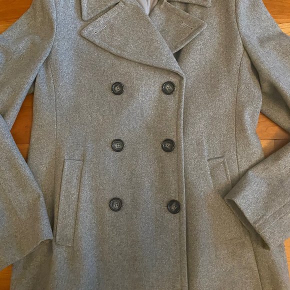 OLD NAVY GRAY WOOL BLEND PEA COAT SZ MED /TALL LIKE NEW - Picture 4 of 7